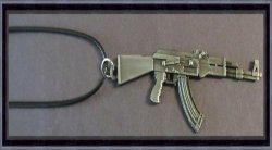 Gun Design Necklace With Black Rope Chain Unisex Gothic Biker Punk Rock Style