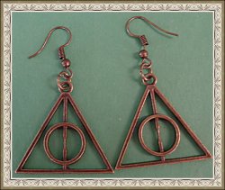 Antique Deathly Hallows Harry Potter Design Dangle Earrings