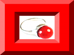 Silver Tone Size 8 Ring With Red Bead