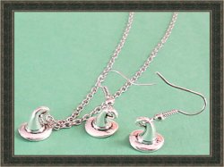 Tibetan Silver Dangle Earrings & Necklace Jewelry Harry Potter Sorting Hat Style