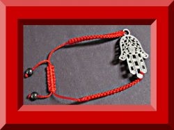 Handmade Palm Reader Design Bracelet With Braided Red Rope