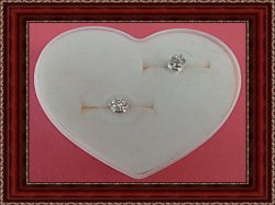 Silver Tone Stud Earrings With Clear Crystals & Pink Heart Box