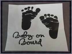 Baby On Board / Baby Feet Vehicle Sticker Black In Color 