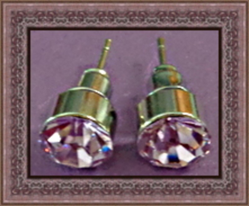 Image 0 of Silver Tone Birthstone June Purple Color Crystal Stud Earrings 