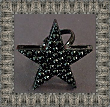 Image 0 of Black Star Ring Size 7.5 & Adjustable To Fit Most Fingers Biker Chic Gothic Punk