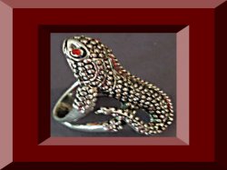 Tibetan Silver Lizard Design Ring With Red Crystal Eyes Size 9.5 Unisex Biker 