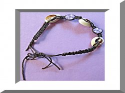 Handmade Black Braided Rope Anklet With Real Seashells & Purple Flower Beads