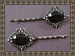 Vintage Bobby Pin Design Hair Bow With Black Bead Classy Style