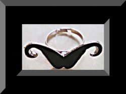 Gold & Black In Color Mustache Design Ring Size 7.5 & Adjustable