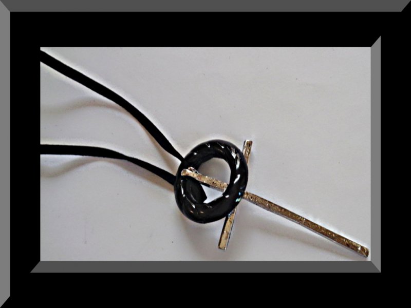 Image 0 of Handmade Cross Necklace With Crown Design & Black Leather Chain Religious 