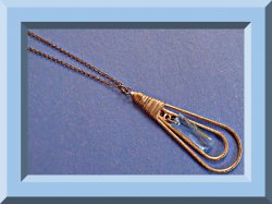 Antique Tear Drop Design Necklace With Blue Crystal Gold Tone Finish