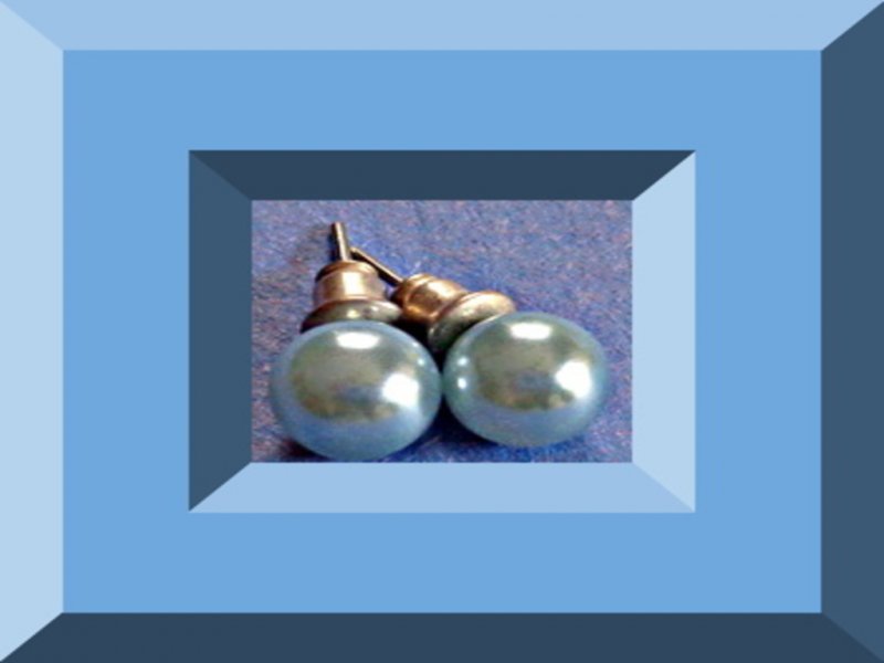 Image 0 of Blue Faux Pearl Stud Earrings Great For Weddings & Special Events