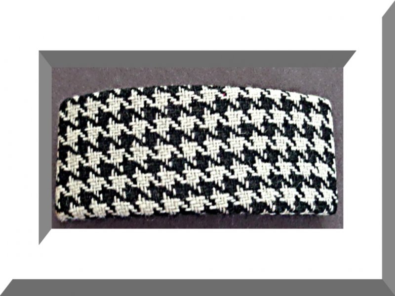 Image 0 of Black & White Checkered Design Hair Bow With Silver Tone Finish