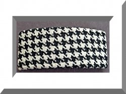 Black & White Checkered Design Hair Bow With Silver Tone Finish