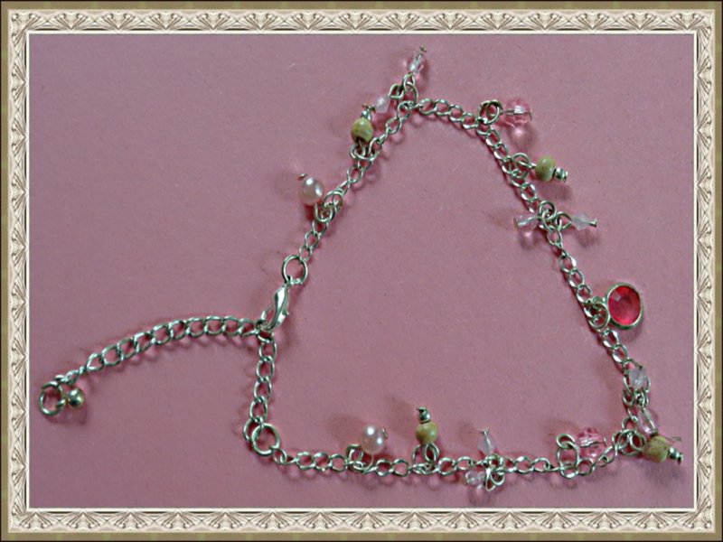 Image 0 of Handmade Beaded Anklet With Silver Tone Finish