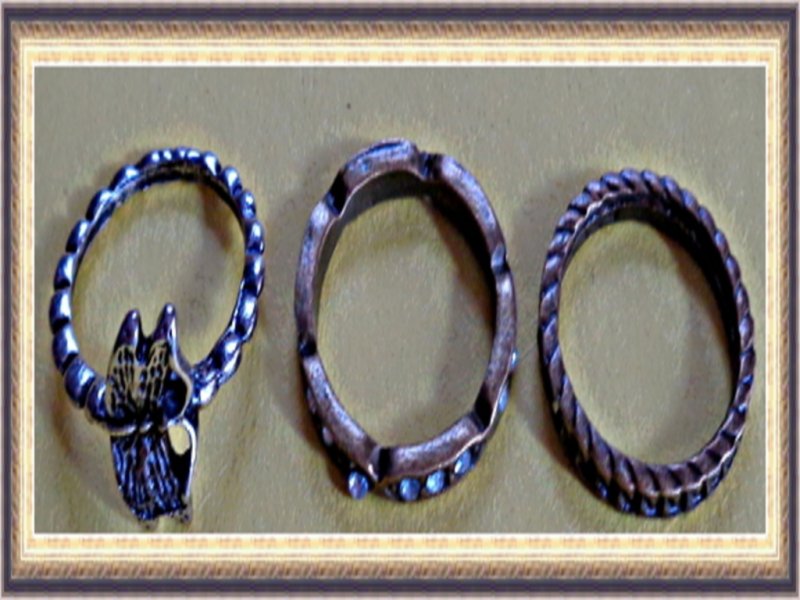 Image 0 of Set Of (3) Vintage / Antique Rings With Butterfly Design & Clear Crystals