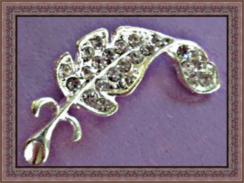 Image 0 of Silver Tone Feather Design Brooch With Clear Crystals