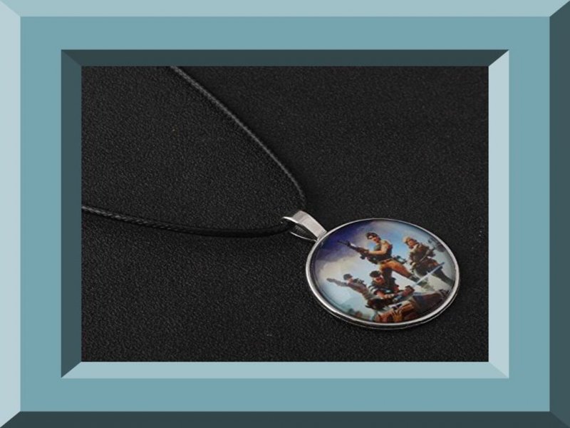 Image 0 of Silver Tone Fortnite Design Necklace Unisex