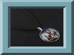 Silver Tone Fortnite Design Necklace Unisex