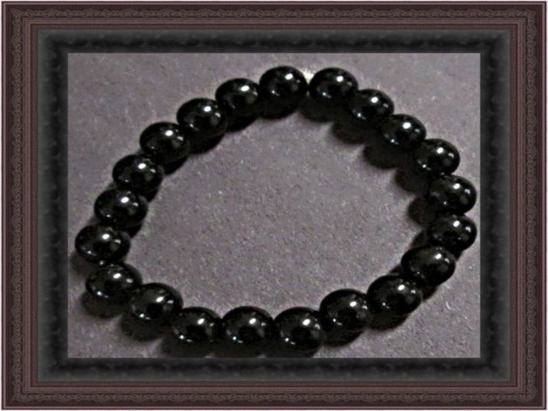 Image 0 of Black Beaded Stretchable Elastic Bracelet Biker Chic Punk Rock Gothic Style