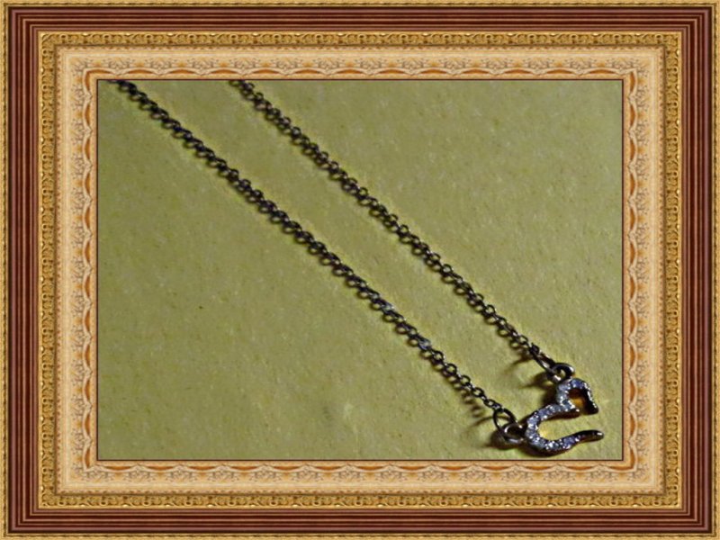 Image 0 of Antique Design Heart Necklace With Clear Crystals