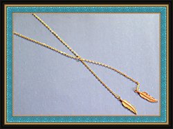 Gold Tone Feather Design Necklace Native Ethnic Tribal Boho Style