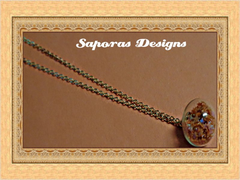 Image 0 of Gold Tone Glass Ball Design Necklace With Orange Stars