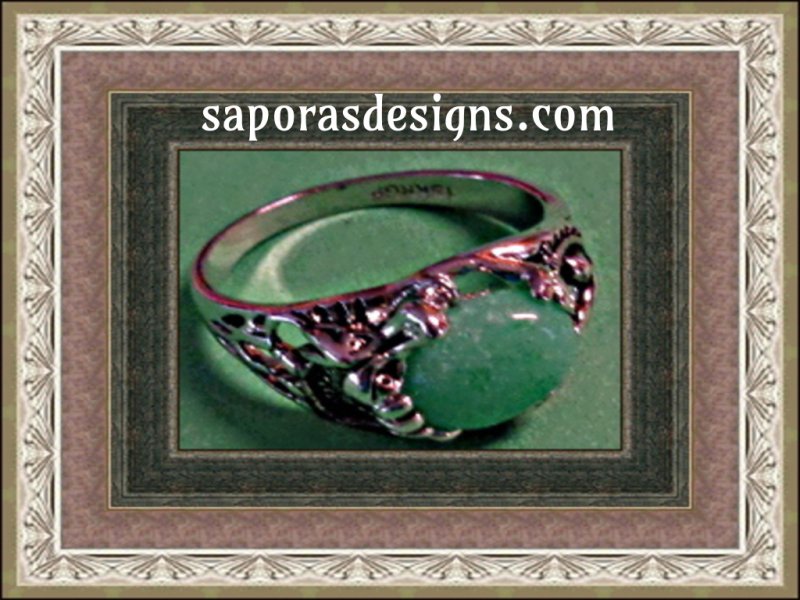 Image 0 of 18KRP Ring With Jade Bead For Beauty Size 9