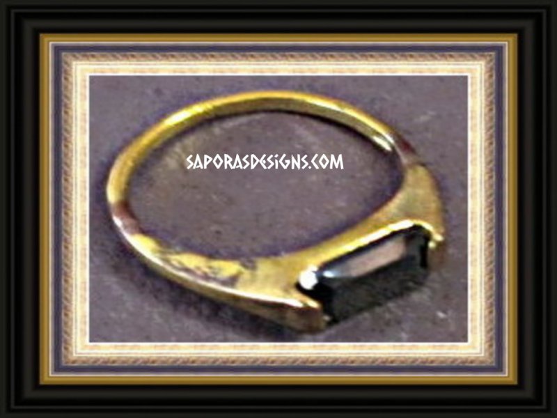 Image 0 of Gold Tone Ring Antique Size 5.5 With Black Crystal Biker Chic Punk Rock Style