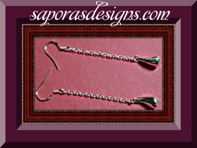 Image 0 of 925 Sterling Silver Dangle Tear Drop Design Earrings Classy Style