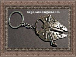 Star Wars Millenium Falcon Design Gun Metal Keychain