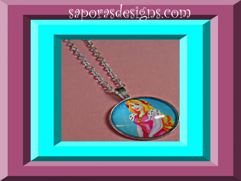 Image 0 of Silver Tone Disney Sleeping Beauty Design Necklace