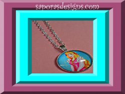Silver Tone Disney Sleeping Beauty Design Necklace