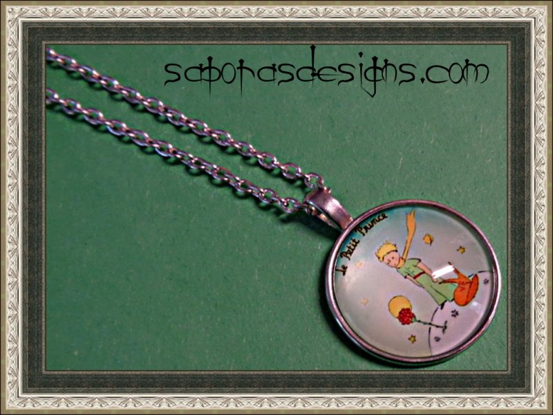 Image 0 of Silver Tone The Little Prince Design Necklace Unisex