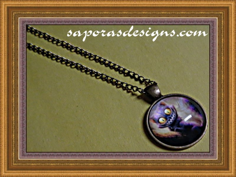 Image 0 of Alice In Wonderland Cheshire The Cat Antique Design Necklace Unisex