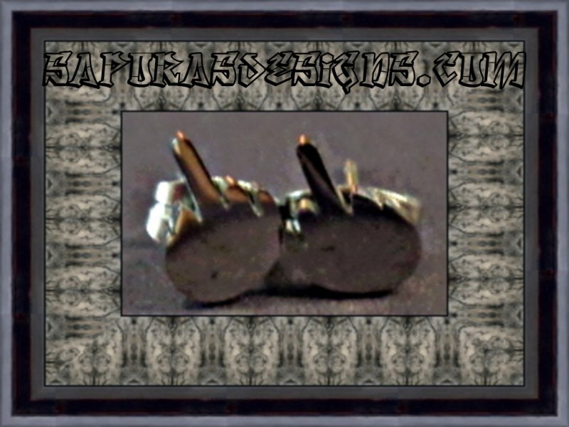 Image 0 of F*** Y** Middle Finger Design Stud Earrings Made From Gun Metal Unisex