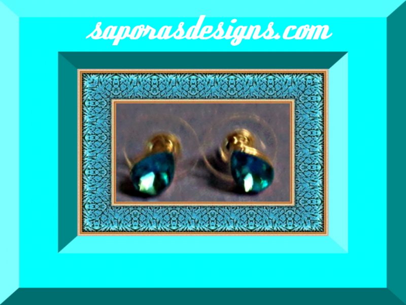 Image 0 of Silver Tone Tear Drop Design December Birthstone Crystal Stud Earrings