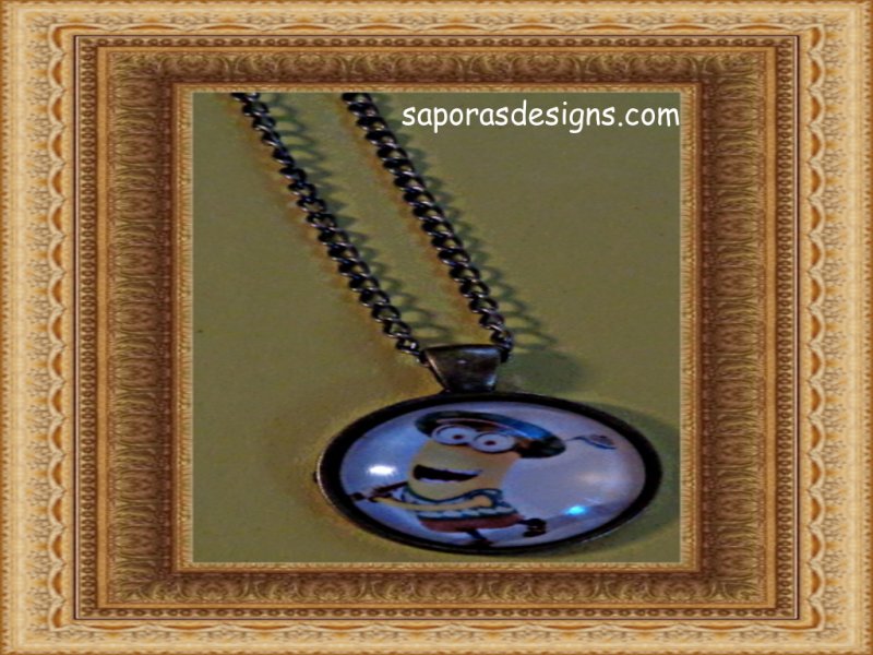 Image 0 of Antique Design Minion Golfing Necklace Unisex