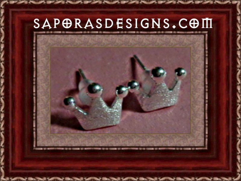 Image 0 of Silver Plated Crown Design Stud Earrings For That Little Princess In Your Life