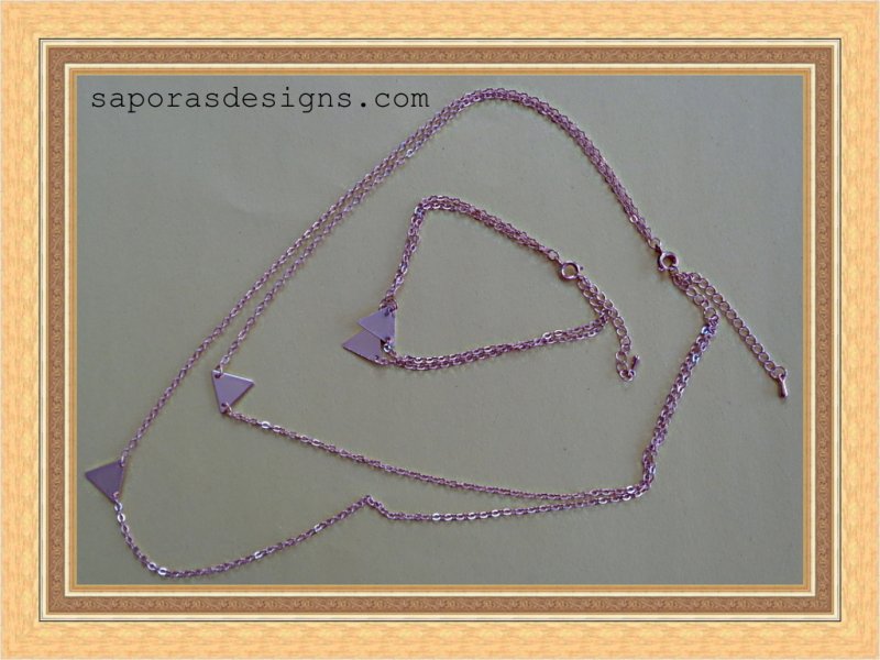 Image 0 of Gold Tone Pyramid Egyptian Design Necklace & Bracelet Jewelry Set