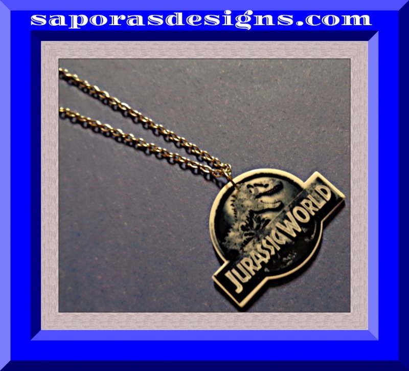 Image 0 of Silver Tone Jurassic World Design Necklace Unisex For Kids