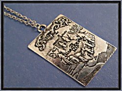 Vintage Silver Tone Harry Potter Marauder's Inspired Design Map Necklace Unisex