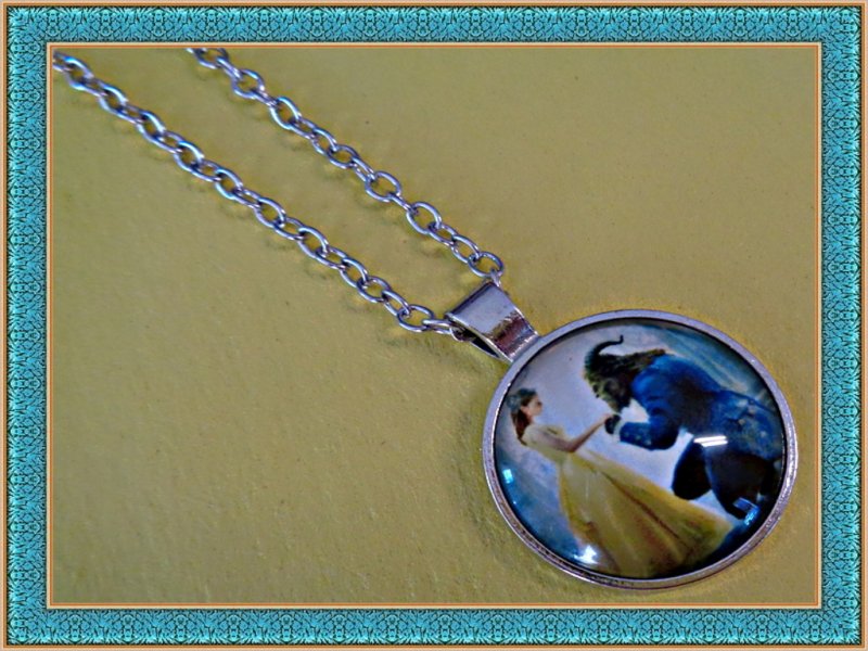 Image 0 of Silver Tone Beauty & The Beast Design Necklace For Little Girls
