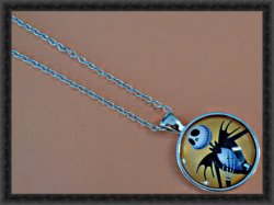 Silver Tone Nightmare Before Christmas Design Necklace Unisex