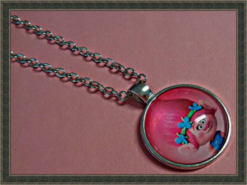 Image 0 of Silver Tone Poppy The Troll Design Necklace For Girls