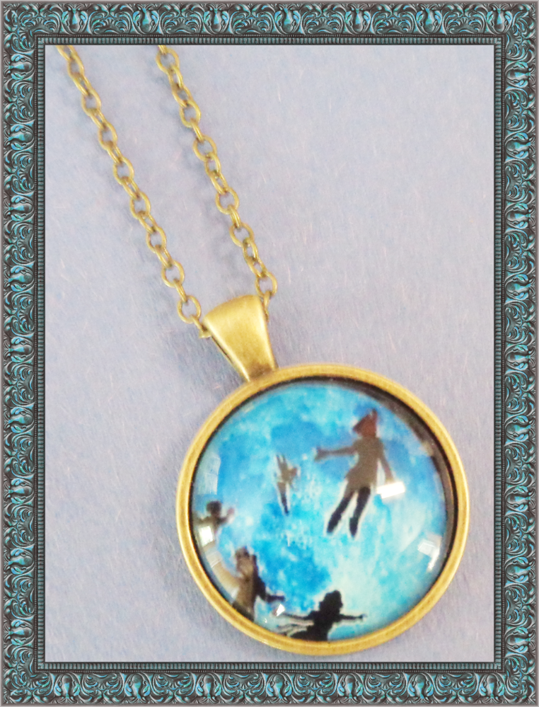 Image 0 of Antique Style Disney Peter Pan Design Necklace For Kids