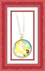 Disney Sleeping Beauty Design Necklace Silver Tone For Girls