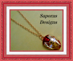 Gold Tone And Red Iron Man Design Necklace Unisex