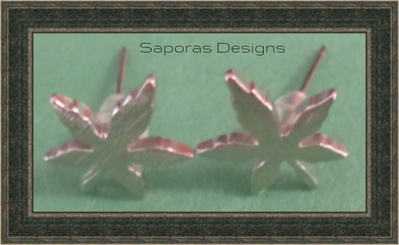 Image 0 of Silver Plated Marijuana Leaf Design Stud Earrings Unisex