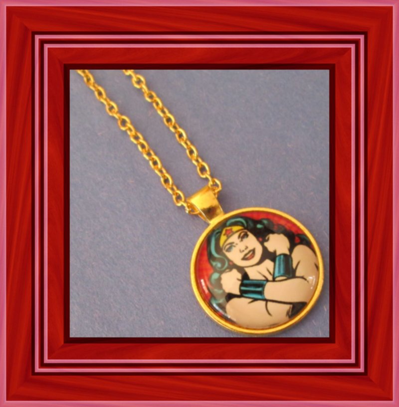 Image 0 of Gold Tone Wonder Women Design Necklace For Girls Or Women
